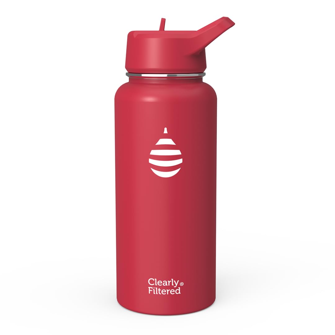 Clearly Filtered Water Bottle | Removes 220+ Contaminants, Double-Wall Insulated Stainless Steel, BPA/BPS Free, Phthalate Free, Filters Flouride Lead Chlorine (32oz, Mint)