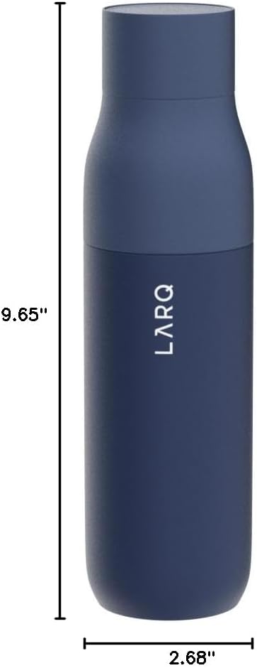 LARQ Bottle PureVis 17 oz - Self-Cleaning and Insulated Stainless Steel Water Bottle with UV Water Purifier and Award-winning Design | Reusable & Travel Friendly, Monaco Blue