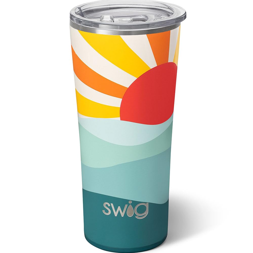 Swig Life 32oz Insulated Tumbler, Travel Coffee Tumbler with Lid, Cup Holder Friendly Travel Coffee Mug, Stainless Steel with Lid (Wanderlust)