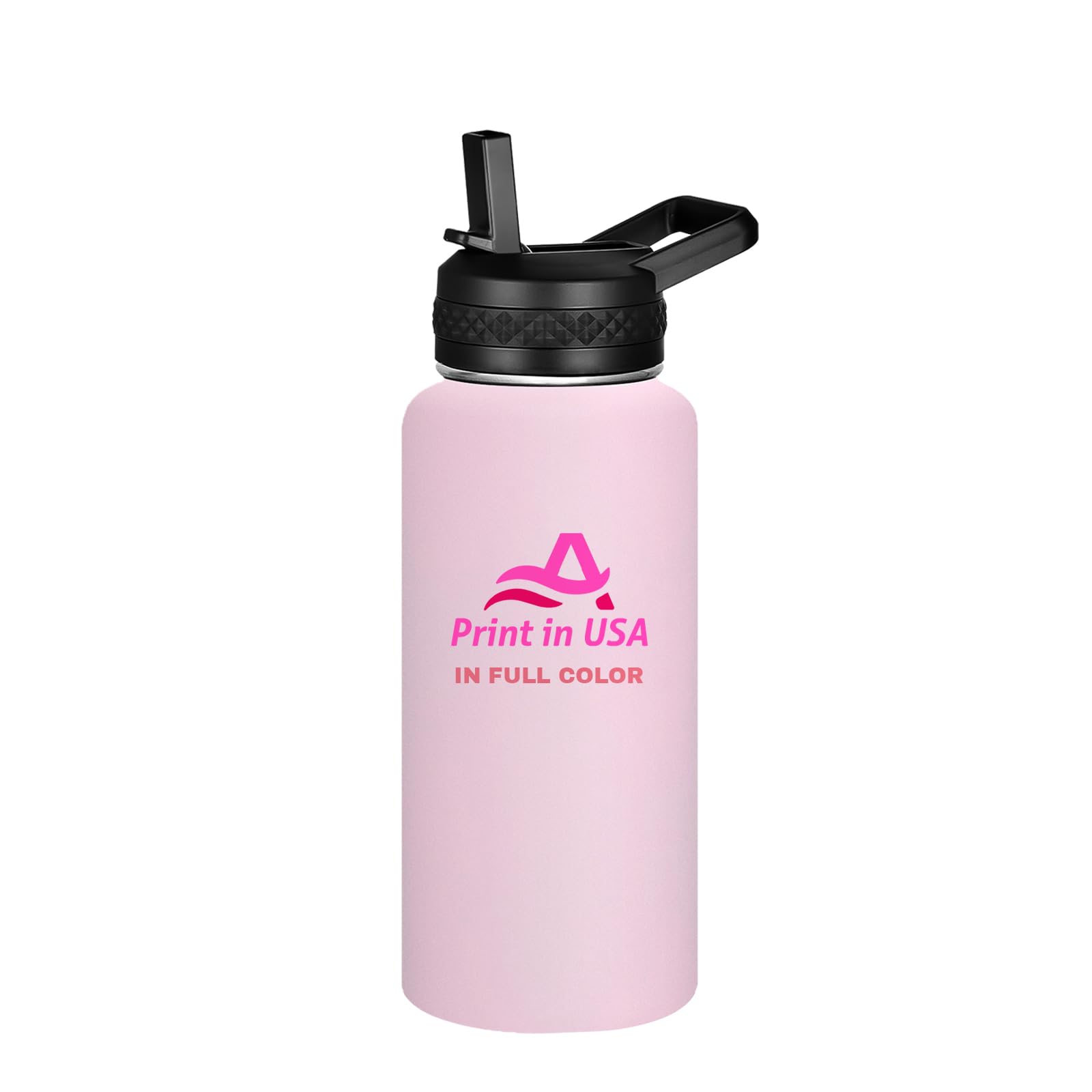 Personalized Custom Print in USA Water Bottle 10Pcs 32oz Stainless Steel Double Wall Coffee Cup with Lid & Straw Insulated Tumbler with Colorful Text Logo Photo