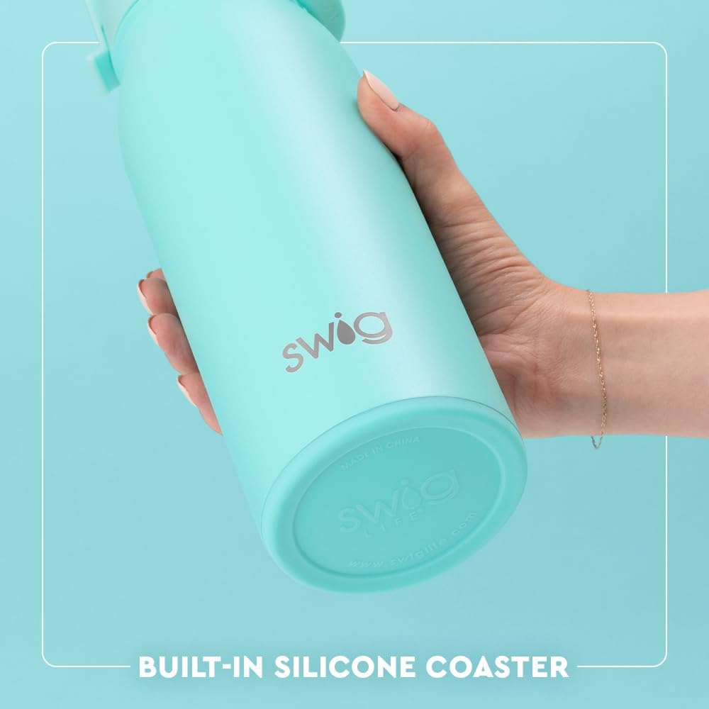 Swig Life 36oz Insulated Water Bottle, Travel Water Bottle with Straw and Lid, Cup Holder Friendly Water Bottles, Stainless Steel (Roller Rink)