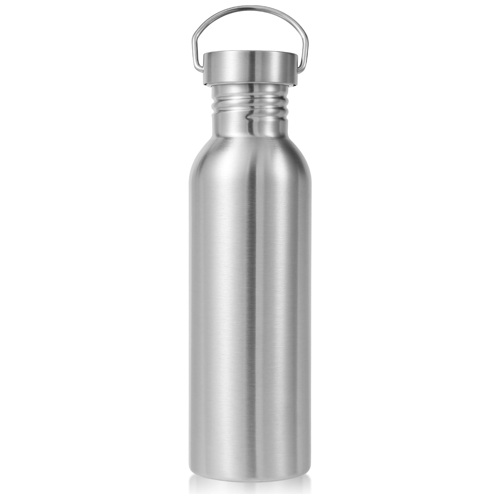 Volhoply 12oz Uninsulated Single Walled Water Bottle, Stainless Steel Reusable Water Bottles with Handle, BPA Free & Plastic Free 18/8 304 Metal Water Bottles for Camping, Hikers, Cyclists