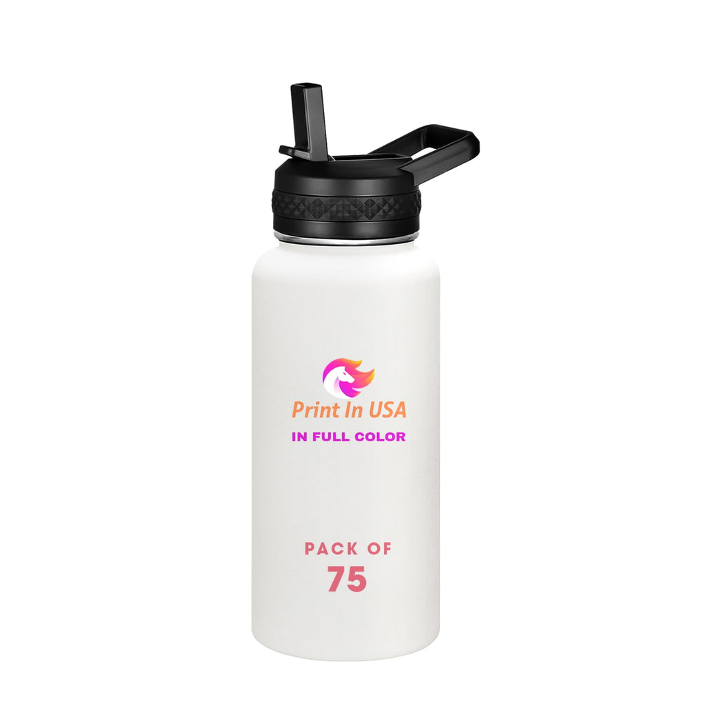 Personalized Custom Print in USA Water Bottle 10Pcs 32oz Stainless Steel Double Wall Coffee Cup with Lid & Straw Insulated Tumbler with Colorful Text Logo Photo