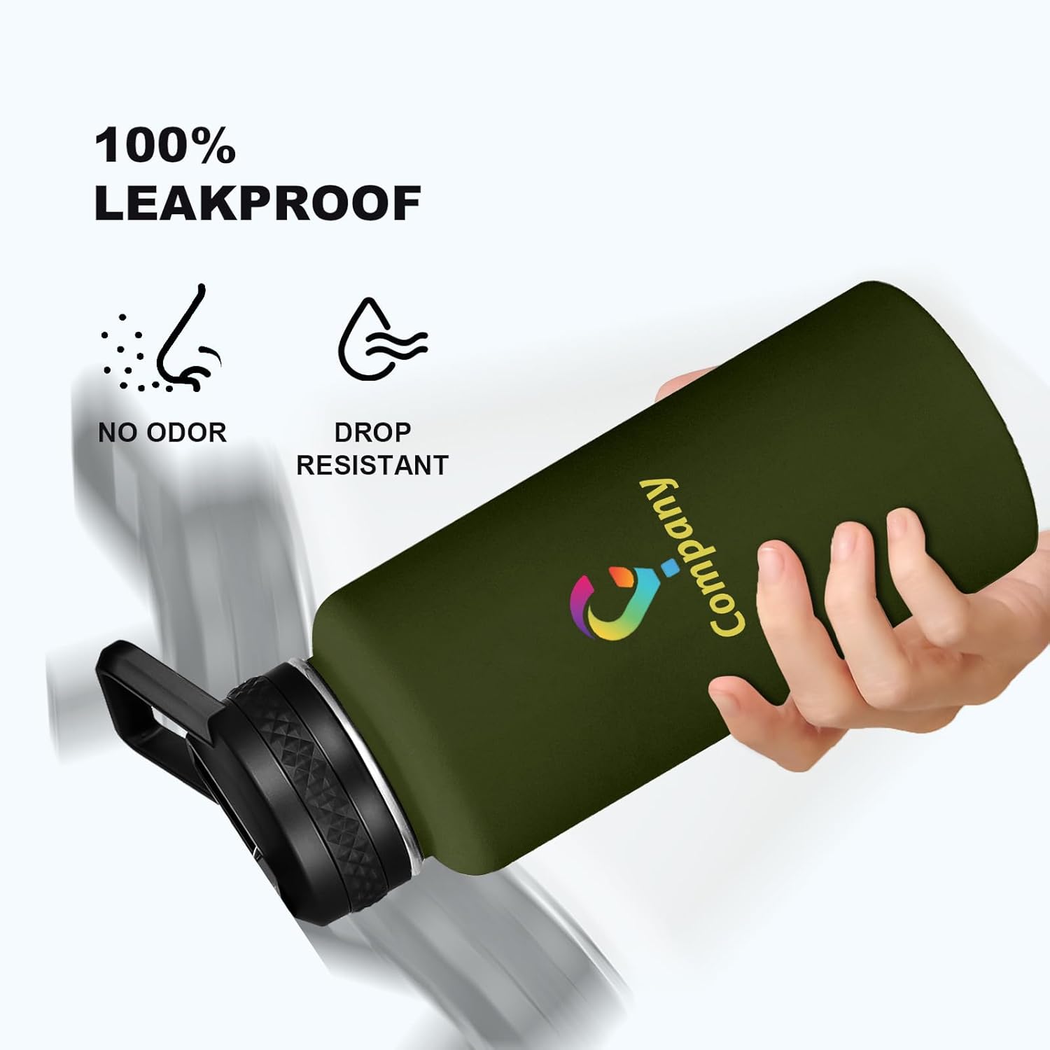 Personalized Custom Water Bottles with Text Logo Print in USA 32oz 10 Pcs Double Wall Stainless Steel Leakproof Wide Mouth Cups with Flip Straw