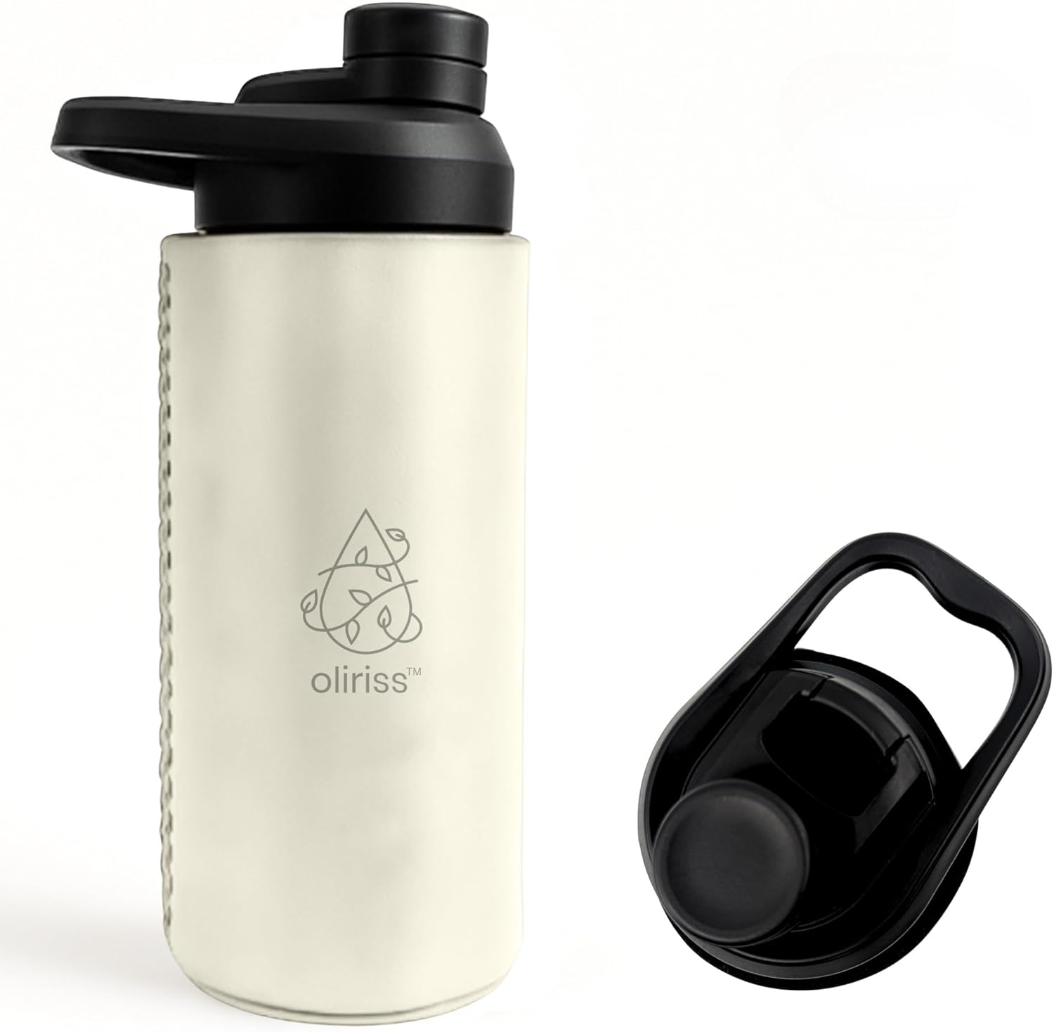 Reusable Water Bottle Leather Flask – 18Oz Stainless Steel Bottle with Genuine Handmade Leather Pouch – Double Wall Insulated Design with Wide Mouth – Leakproof Lid and Ergonomic Handle