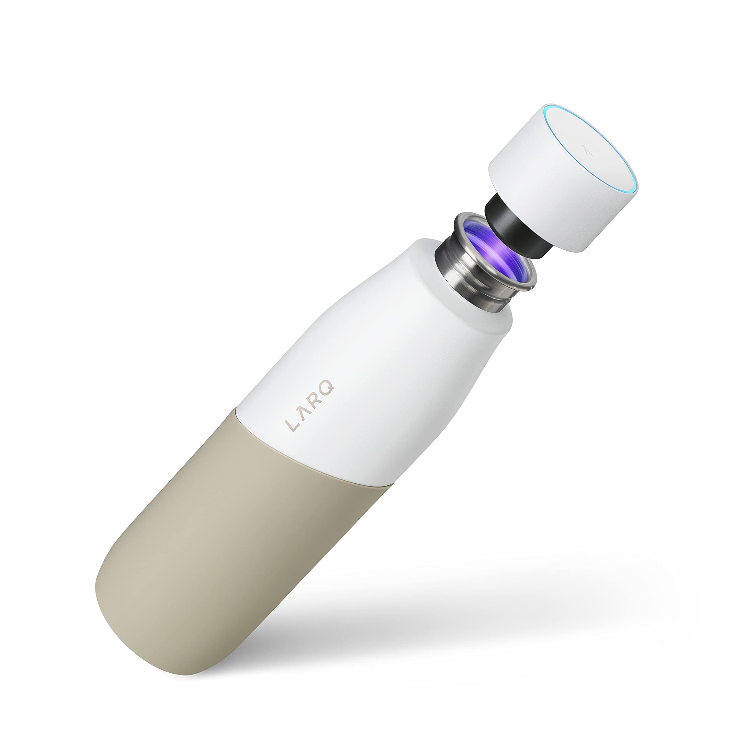 LARQ Bottle Movement PureVis 24 oz- Lightweight Self-Cleaning and Non-Insulated Stainless Steel Water Bottle with UV Water Purifier | Reusable & Travel Friendly, Black/Pine