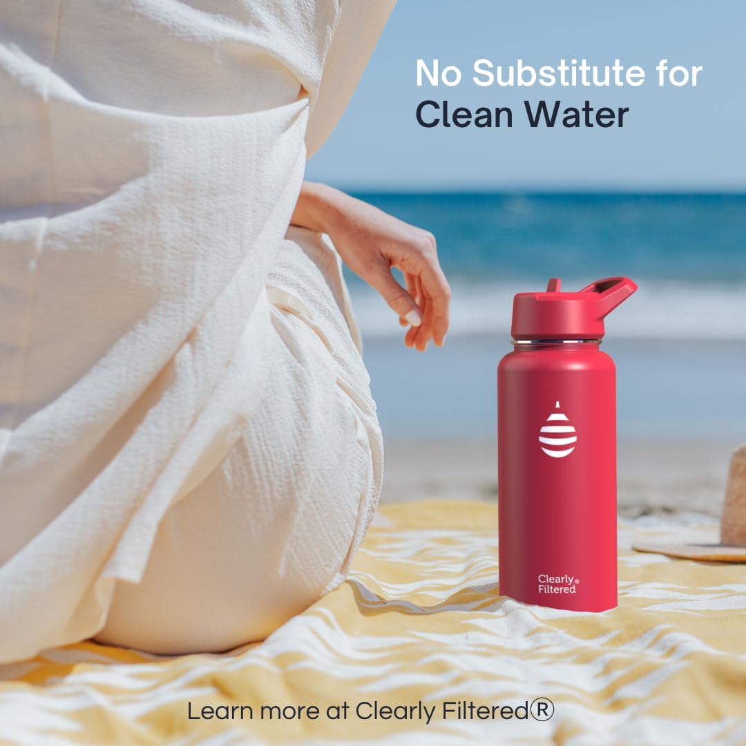 Clearly Filtered Water Bottle | Removes 220+ Contaminants, Double-Wall Insulated Stainless Steel, BPA/BPS Free, Phthalate Free, Filters Flouride Lead Chlorine (32oz, Mint)