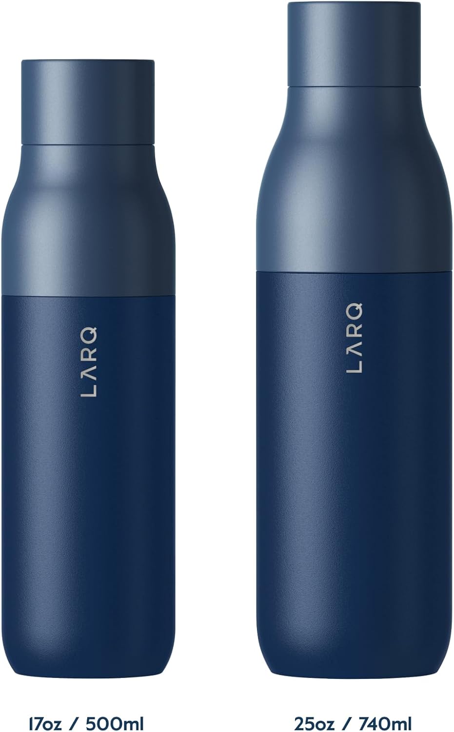 LARQ Bottle PureVis 17 oz - Self-Cleaning and Insulated Stainless Steel Water Bottle with UV Water Purifier and Award-winning Design | Reusable & Travel Friendly, Monaco Blue