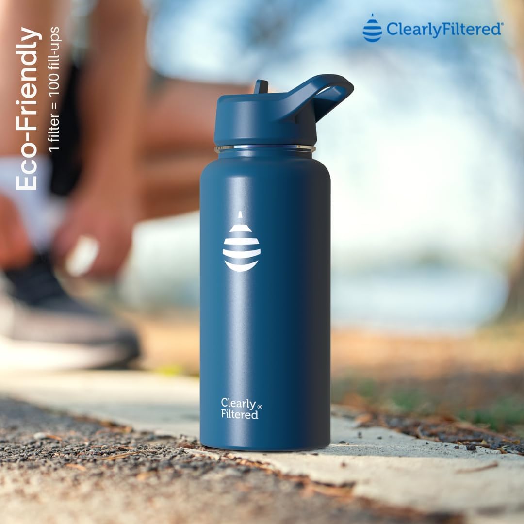 Clearly Filtered Water Bottle | Removes 220+ Contaminants, Double-Wall Insulated Stainless Steel, BPA/BPS Free, Phthalate Free, Filters Flouride Lead Chlorine (32oz, Mint)