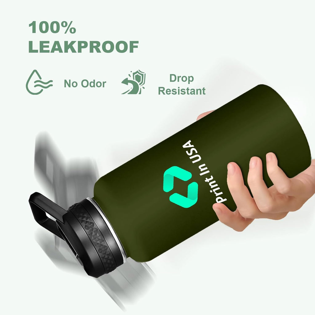 Personalized Custom Print in USA Water Bottle 10Pcs 32oz Stainless Steel Double Wall Coffee Cup with Lid & Straw Insulated Tumbler with Colorful Text Logo Photo