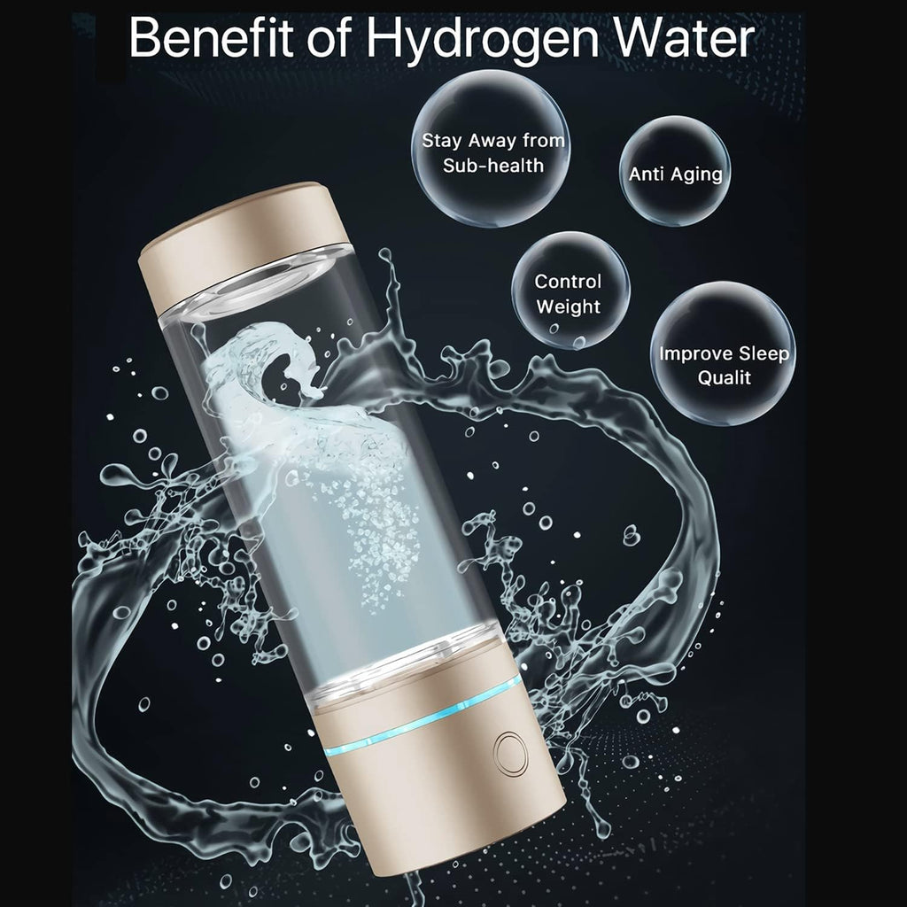 Hydrogenated Generator,Hydrogen Alkaline Water Generator Ionizer with SPE and PEM Technology,Portable Hydrogen Water Bottle,Up to 4500PPB,Rich Hydrogen Water Ions Generator