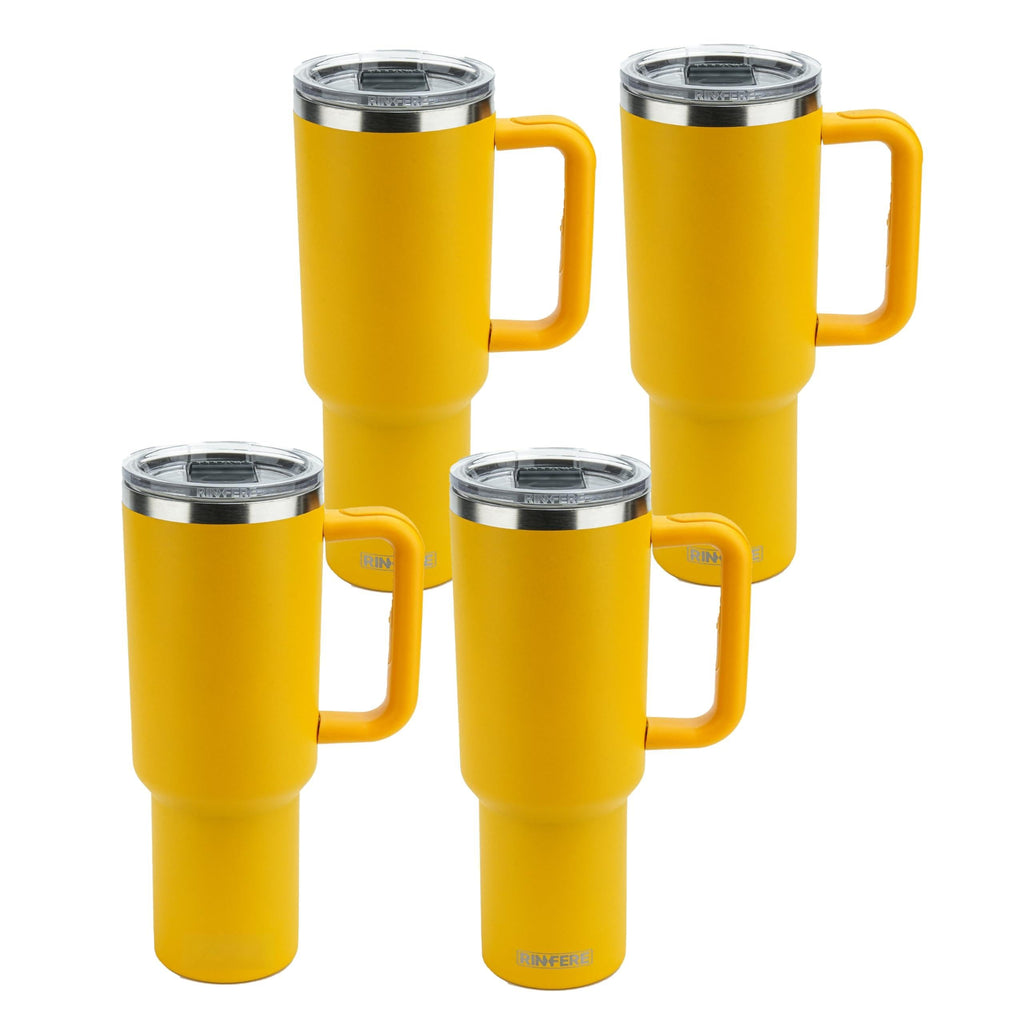 40 Oz Tumbler with Handle, Straw and Slide Lid - 100% Leak Proof, Cup Holder Compatible for Travel - Insulated Stainless Steel Cup (Sand, 4 Pack)