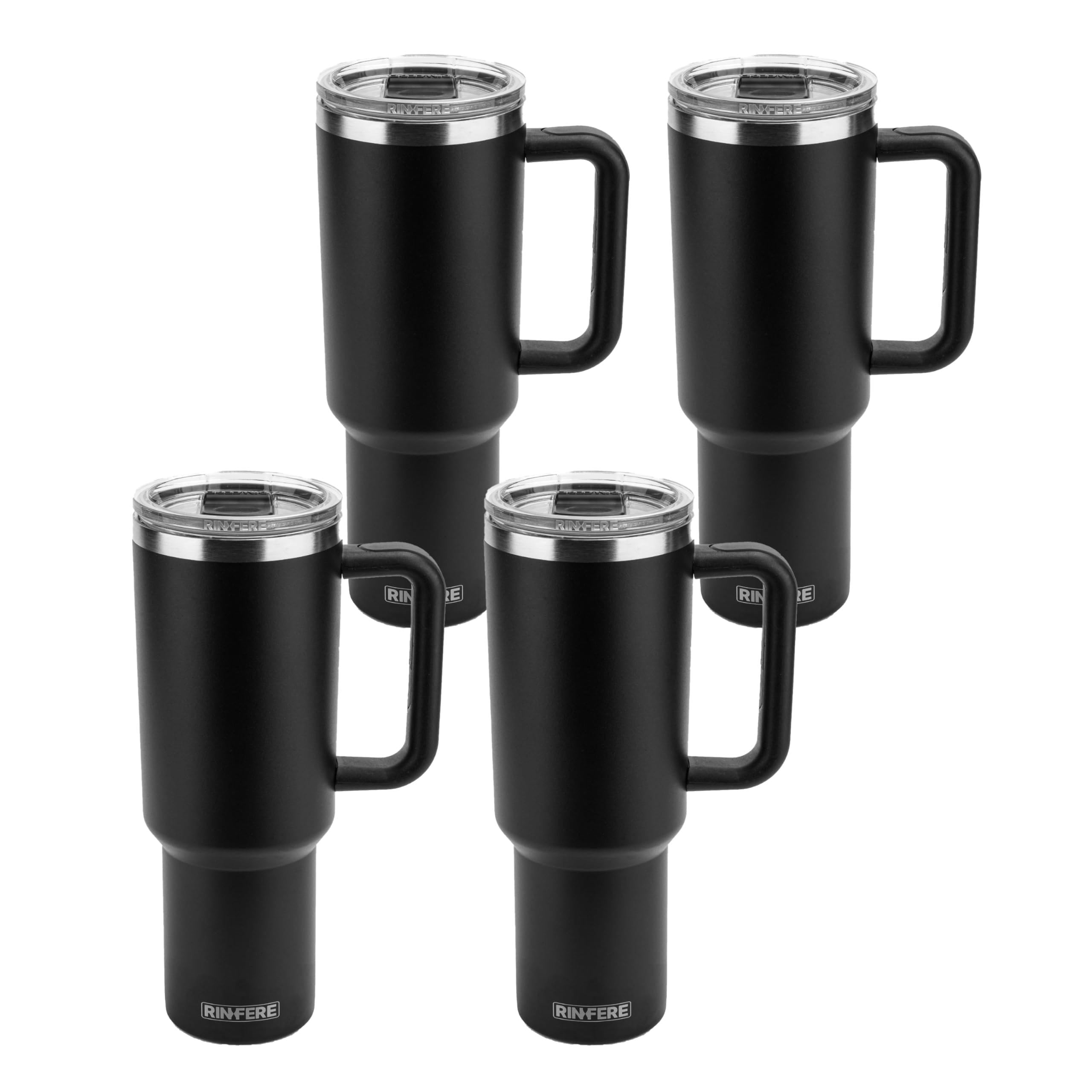 40 Oz Tumbler with Handle, Straw and Slide Lid - 100% Leak Proof, Cup Holder Compatible for Travel - Insulated Stainless Steel Cup (Sand, 4 Pack)