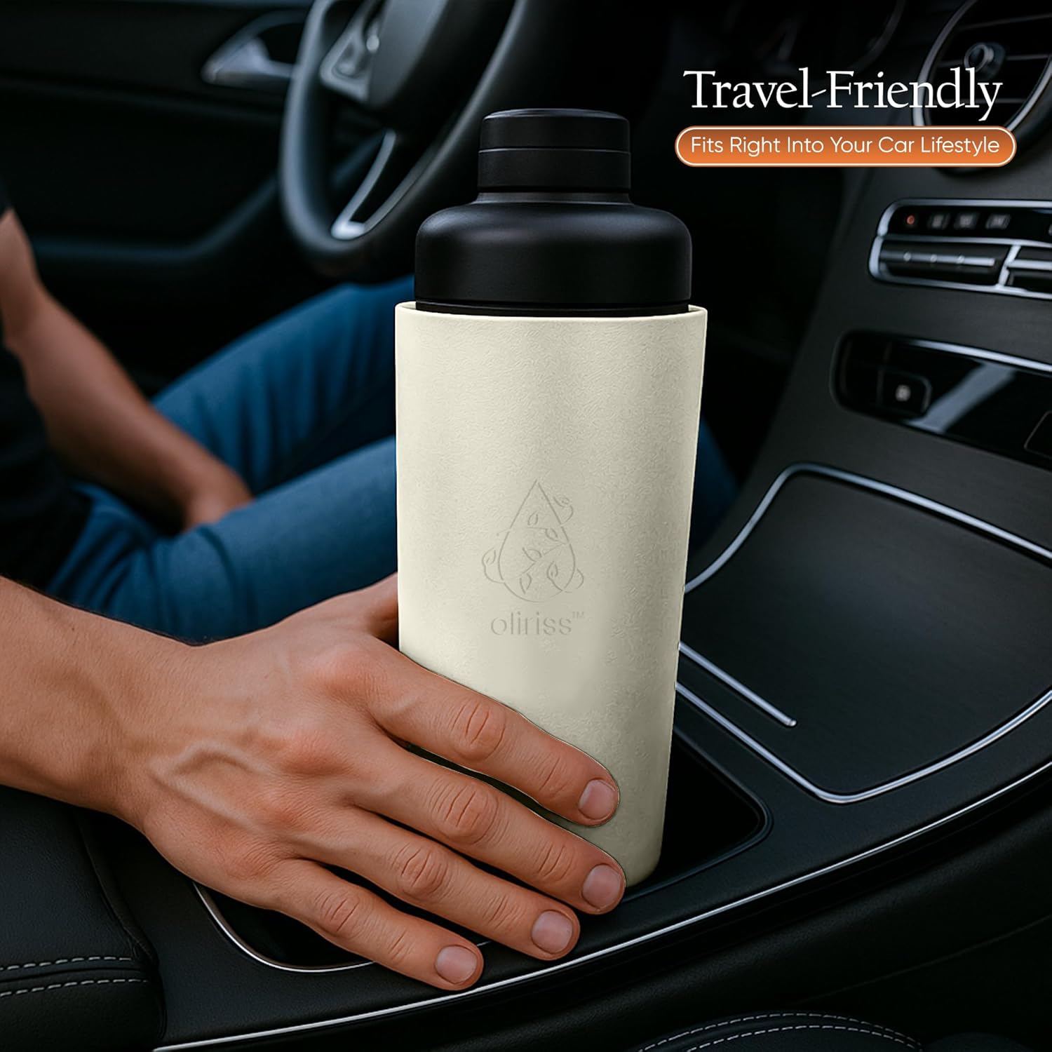 Reusable Water Bottle Leather Flask – 18Oz Stainless Steel Bottle with Genuine Handmade Leather Pouch – Double Wall Insulated Design with Wide Mouth – Leakproof Lid and Ergonomic Handle