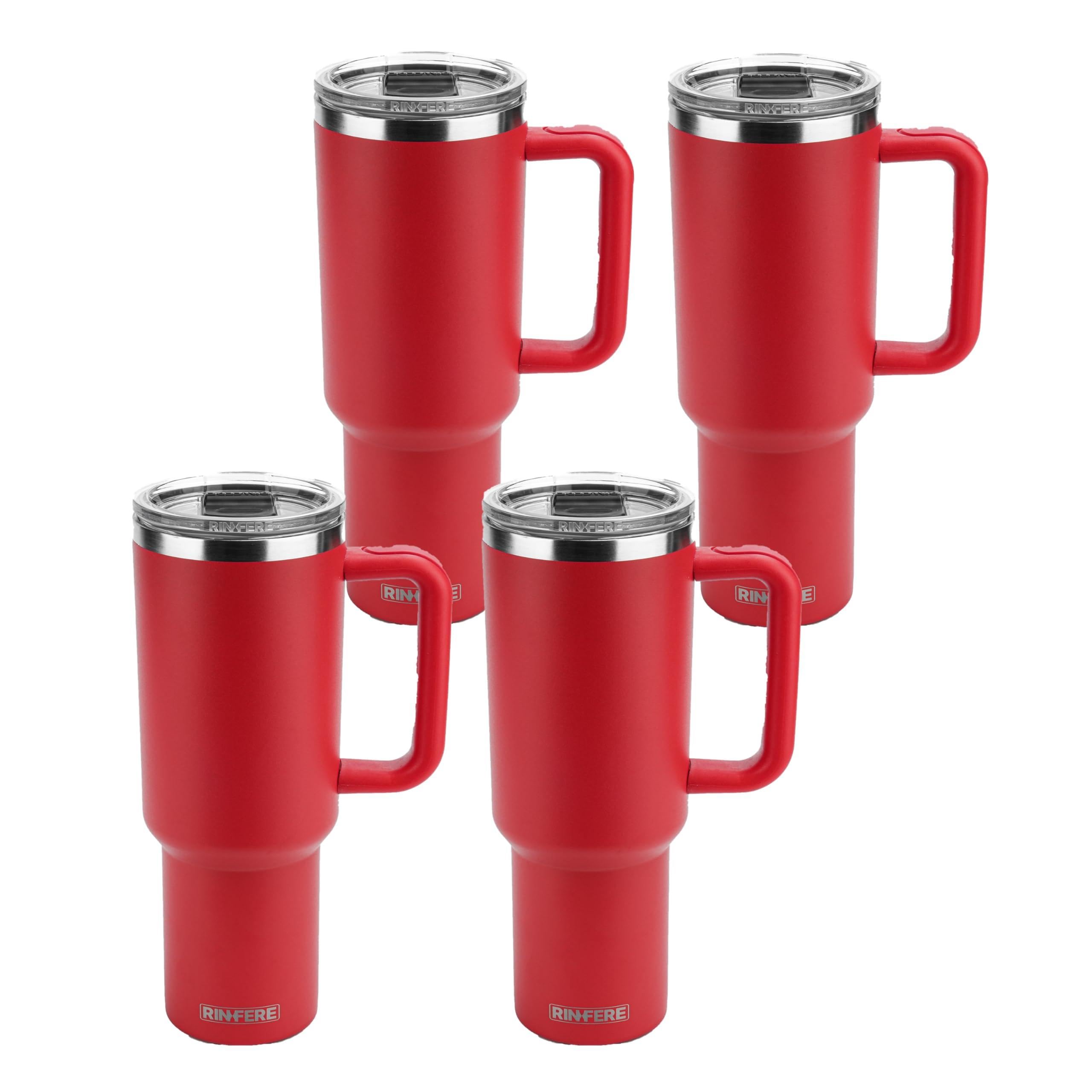 40 Oz Tumbler with Handle, Straw and Slide Lid - 100% Leak Proof, Cup Holder Compatible for Travel - Insulated Stainless Steel Cup (Sand, 4 Pack)