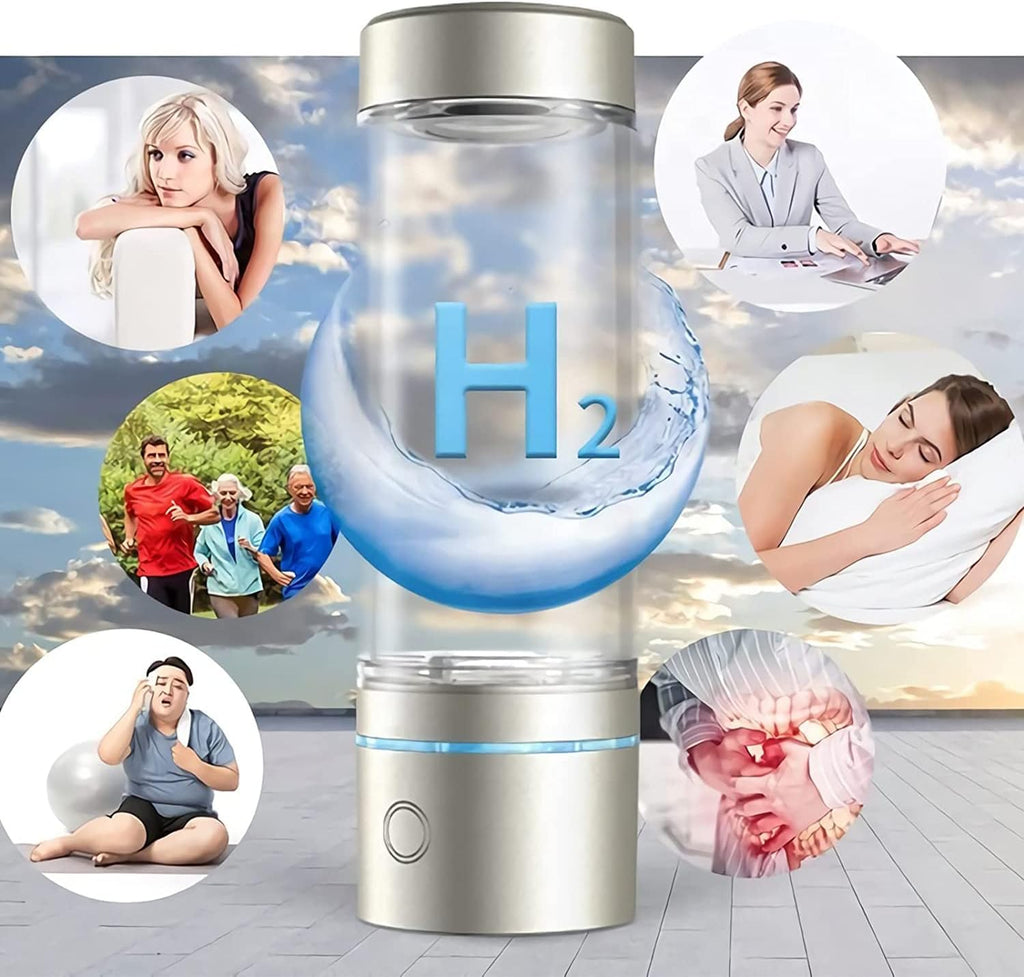 Hydrogenated Generator,Hydrogen Alkaline Water Generator Ionizer with SPE and PEM Technology,Portable Hydrogen Water Bottle,Up to 4500PPB,Rich Hydrogen Water Ions Generator