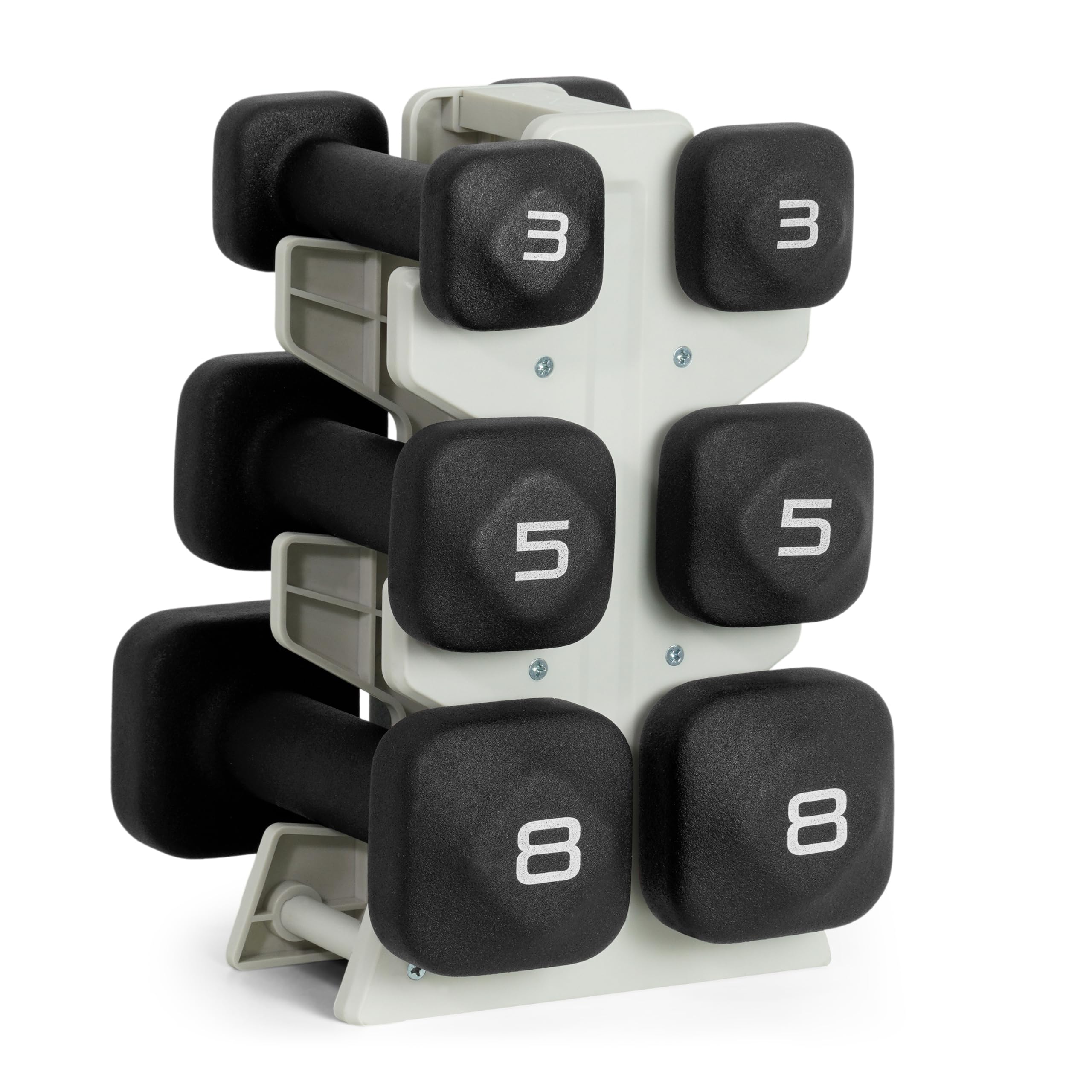 Tone Fitness Neoprene Dumbbell Set with Storage Rack – Non-Slip, Anti-Roll Hand Weights for Home Gym Workouts | 20 lb, 32 lb, 50 lb, 60 lb & 100 lb Options