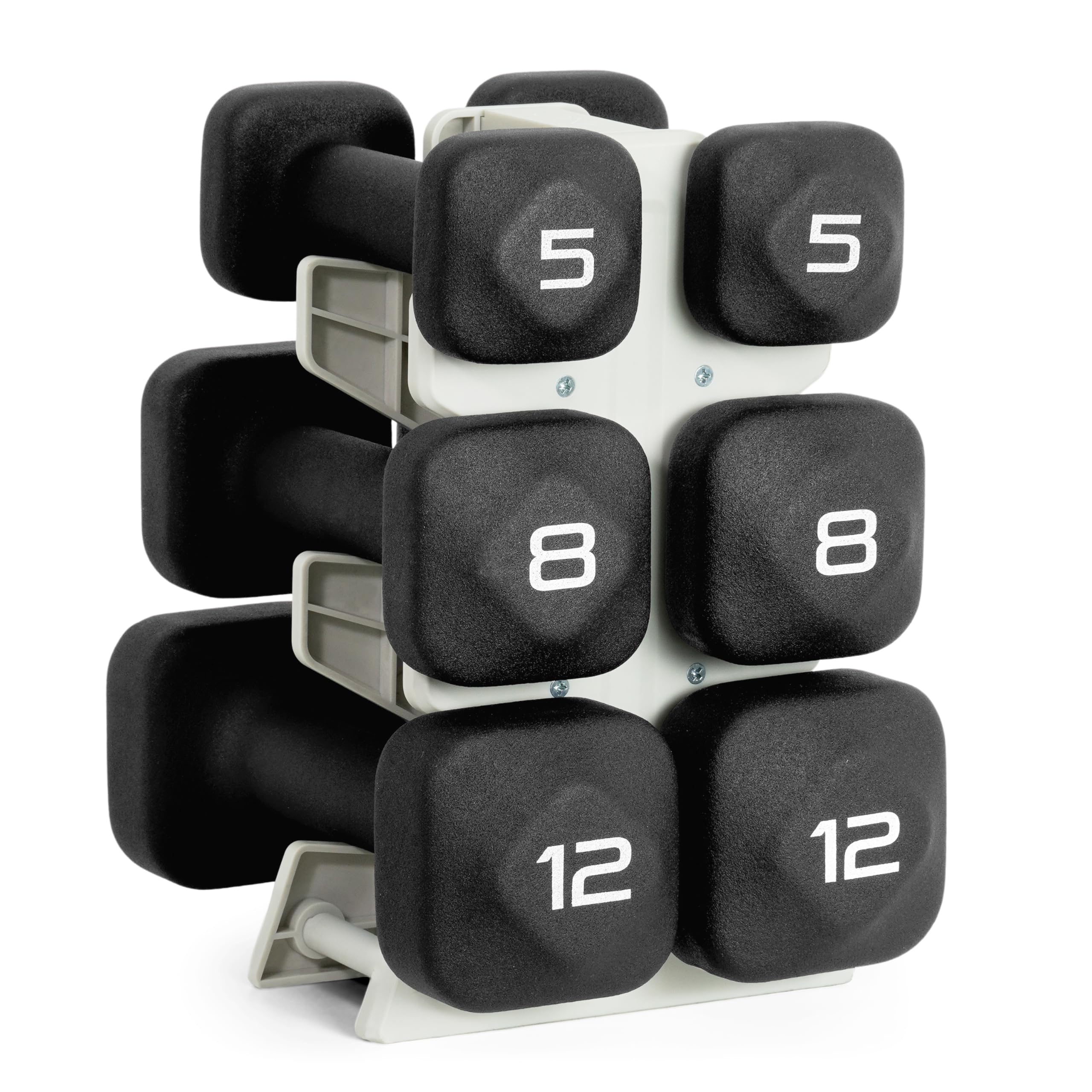 Tone Fitness Neoprene Dumbbell Set with Storage Rack – Non-Slip, Anti-Roll Hand Weights for Home Gym Workouts | 20 lb, 32 lb, 50 lb, 60 lb & 100 lb Options