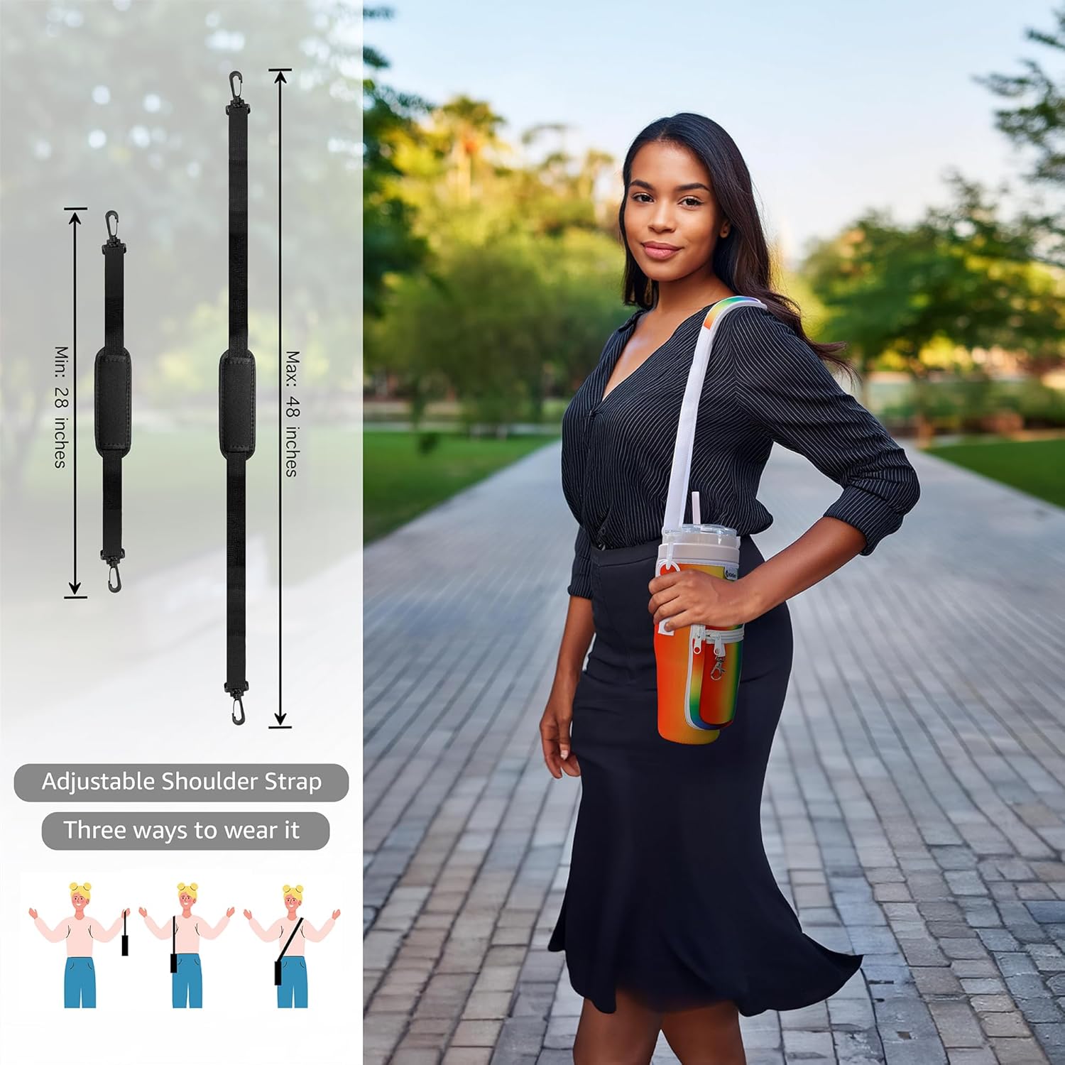 Water Bottle Carrier Bag for Stanley Cup 40 oz - Insulated Neoprene Tumbler Carrier with Phone Pocket - Water Bottle Holder with Strap and Carabiner Compatible with Stanley - Multi