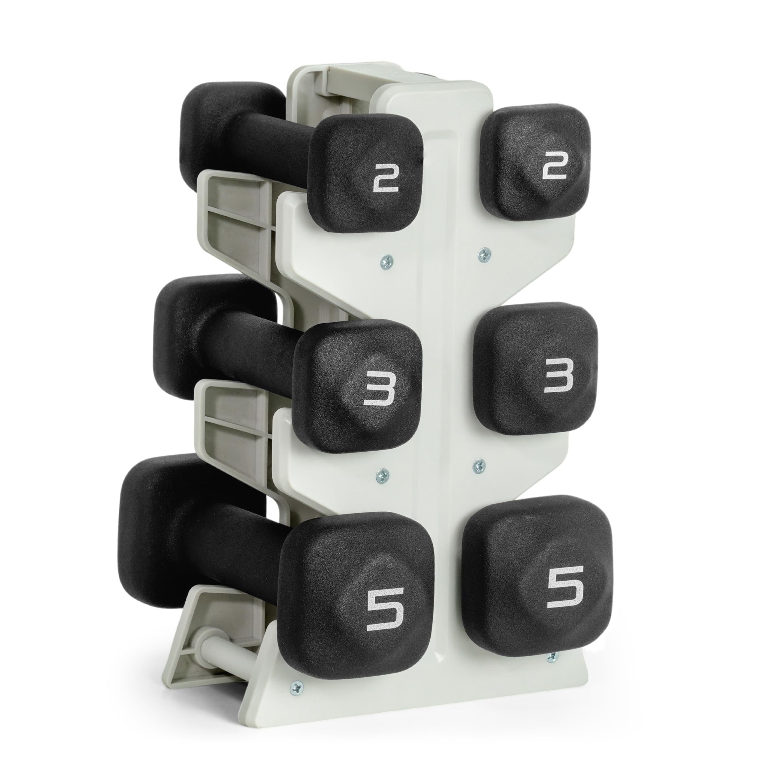 Tone Fitness Neoprene Dumbbell Set with Storage Rack – Non-Slip, Anti-Roll Hand Weights for Home Gym Workouts | 20 lb, 32 lb, 50 lb, 60 lb & 100 lb Options